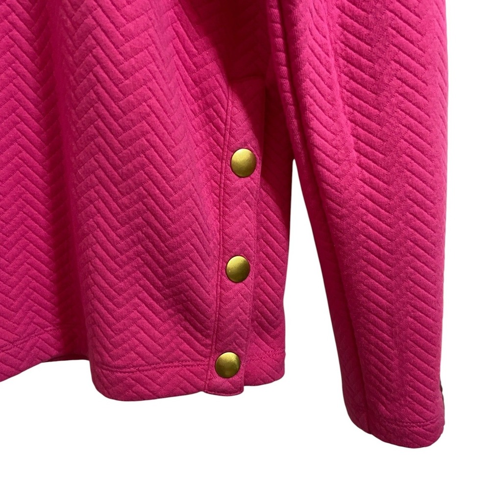 J.Crew Pink Herringbone Quilted Mock Neck Side Snap Pullover Preppy Size Small - Picture 8 of 10